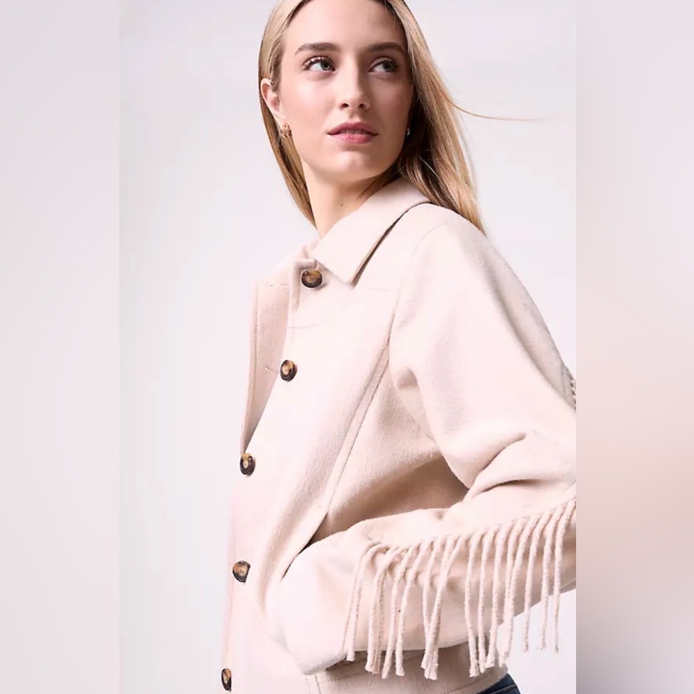 Ann Taylor Weekend Collection Fringe Bomber Jacket
